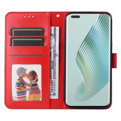 Lacné Kryty | Peňaženkové puzdro Embossing Pattern Slnečnica červené – Honor Magic 5 Pro 5G | Lacné Kryty
