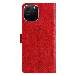 Lacné Kryty | Peňaženkové puzdro Embossing Pattern Slnečnica červené – Huawei Nova Y61 | Lacné Kryty