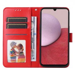 Peňaženkové puzdro Embossing Pattern Slnečnica červené – Samsung Galaxy A14 4G/5G | Lacné Kryty Lacné Kryty | Peňaženkové puzdro Embossing Pattern Slnečnica červené – Samsung Galaxy A14 4G/5G | Lacné Kryty
