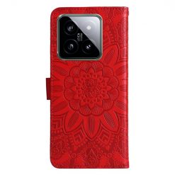 Lacné Kryty | Peňaženkové puzdro Embossing Pattern Slnečnica červené – Xiaomi 14 | Lacné Kryty