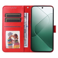 Lacné Kryty | Peňaženkové puzdro Embossing Pattern Slnečnica červené – Xiaomi 14 | Lacné Kryty