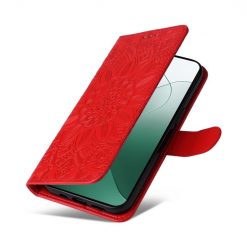 Lacné Kryty | Peňaženkové puzdro Embossing Pattern Slnečnica červené – Xiaomi 14 | Lacné Kryty