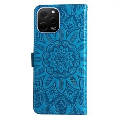 Lacné Kryty | Peňaženkové puzdro Embossing Pattern Slnečnica modré – Huawei Nova Y61 | Lacné Kryty