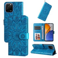 Lacné Kryty | Peňaženkové puzdro Embossing Pattern Slnečnica modré – Huawei Nova Y61 | Lacné Kryty