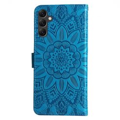 Peňaženkové puzdro Embossing Pattern Slnečnica modré – Samsung Galaxy A14 4G/5G | Lacné Kryty Lacné Kryty | Peňaženkové puzdro Embossing Pattern Slnečnica modré – Samsung Galaxy A14 4G/5G | Lacné Kryty