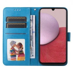 Peňaženkové puzdro Embossing Pattern Slnečnica modré – Samsung Galaxy A14 4G/5G | Lacné Kryty Lacné Kryty | Peňaženkové puzdro Embossing Pattern Slnečnica modré – Samsung Galaxy A14 4G/5G | Lacné Kryty