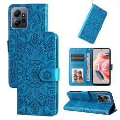 Lacné Kryty | Peňaženkové puzdro Embossing Pattern Slnečnica modré – Xiaomi Redmi Note 12 (4G) | Lacné Kryty