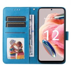 Lacné Kryty | Peňaženkové puzdro Embossing Pattern Slnečnica modré – Xiaomi Redmi Note 12 (4G) | Lacné Kryty