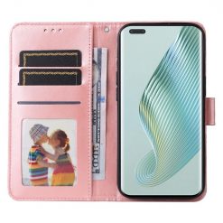 Lacné Kryty | Peňaženkové puzdro Embossing Pattern Slnečnica ružové – Honor Magic 5 Pro 5G | Lacné Kryty