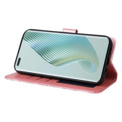 Lacné Kryty | Peňaženkové puzdro Embossing Pattern Slnečnica ružové – Honor Magic 5 Pro 5G | Lacné Kryty