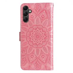 Lacné Kryty | Peňaženkové puzdro Embossing Pattern Slnečnica ružové – Samsung Galaxy A14 4G/5G | Lacné Kryty