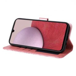 Lacné Kryty | Peňaženkové puzdro Embossing Pattern Slnečnica ružové – Samsung Galaxy A14 4G/5G | Lacné Kryty