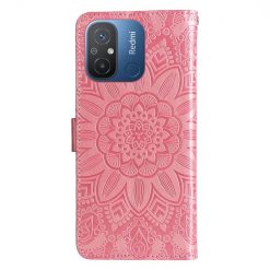 Lacné Kryty | Peňaženkové puzdro Embossing Pattern Slnečnica ružové – Xiaomi Redmi 12C | Lacné Kryty