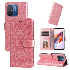 Lacné Kryty | Peňaženkové puzdro Embossing Pattern Slnečnica ružové – Xiaomi Redmi 12C | Lacné Kryty