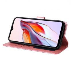 Lacné Kryty | Peňaženkové puzdro Embossing Pattern Slnečnica ružové – Xiaomi Redmi 12C | Lacné Kryty