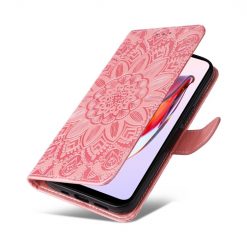 Lacné Kryty | Peňaženkové puzdro Embossing Pattern Slnečnica ružové – Xiaomi Redmi 12C | Lacné Kryty