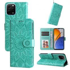 Lacné Kryty | Peňaženkové puzdro Embossing Pattern Slnečnica zelené – Huawei Nova Y61 | Lacné Kryty