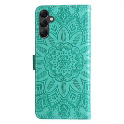 Lacné Kryty | Peňaženkové puzdro Embossing Pattern Slnečnica zelené – Samsung Galaxy A14 4G/5G | Lacné Kryty