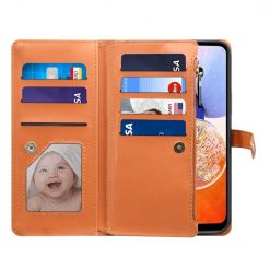 Lacné Kryty | Peňaženkové puzdro Eseble Star Wallet case hnedé – Samsung Galaxy A14 4G/5G | Lacné Kryty