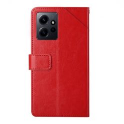 Lacné Kryty | Peňaženkové puzdro Geometric Pattern case červené – Xiaomi Redmi Note 12 (4G) | Lacné Kryty