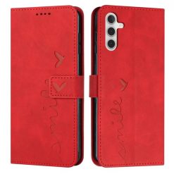 Lacné Kryty | Peňaženkové puzdro Retro Smile červené – Samsung Galaxy A14 4G/5G | Lacné Kryty
