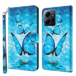 Knižkové puzdro Trendy Cross case Modré motýle – Xiaomi Redmi Note 12 (4G) | Lacné Kryty Lacné Kryty | Knižkové puzdro Trendy Cross case Modré motýle – Xiaomi Redmi Note 12 (4G) | Lacné Kryty