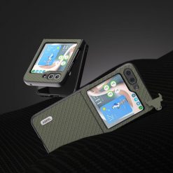 Lacné Kryty | Kryt Abeel Carbon Fiber zelený – Samsung Galaxy Z Flip 5 | Lacné Kryty
