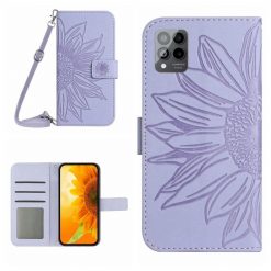 Lacné Kryty | Peňaženkové puzdro Embossing Pattern Kvet fialové – T Phone Pro / T Phone Pro (2023) | Lacné Kryty