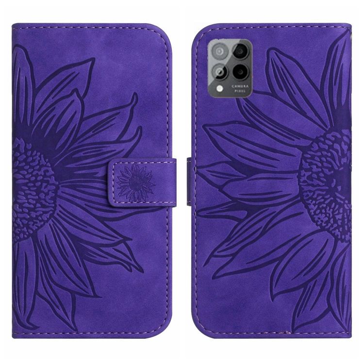 Peňaženkové puzdro Embossing Pattern Kvet tmavofialové – T Phone Pro / T Phone Pro 