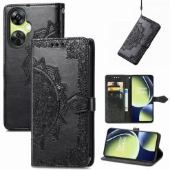 Lacné Kryty | Peňaženkové puzdro Embossing Pattern Mandala Flower čierne – OnePlus Nord CE 3 Lite 5G | Lacné Kryty