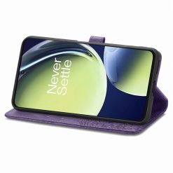Lacné Kryty | Peňaženkové puzdro Embossing Pattern Mandala Flower fialové – OnePlus Nord CE 3 Lite 5G | Lacné Kryty