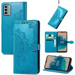 Lacné Kryty | Peňaženkové puzdro Embossing Pattern Mandala Flower modré – Nokia G22 | Lacné Kryty