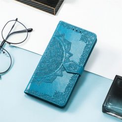 Lacné Kryty | Peňaženkové puzdro Embossing Pattern Mandala Flower modré – Nokia G22 | Lacné Kryty