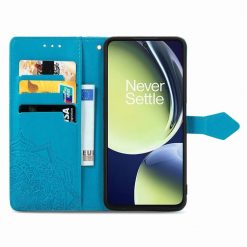 Lacné Kryty | Peňaženkové puzdro Embossing Pattern Mandala Flower modré – OnePlus Nord CE 3 Lite 5G | Lacné Kryty