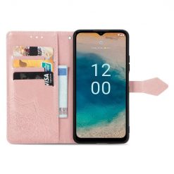 Lacné Kryty | Peňaženkové puzdro Embossing Pattern Mandala Flower ružové – Nokia G22 | Lacné Kryty