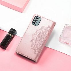 Lacné Kryty | Peňaženkové puzdro Embossing Pattern Mandala Flower ružové – Nokia G22 | Lacné Kryty