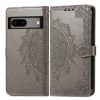 Lacné Kryty | Peňaženkové puzdro Embossing Pattern Mandala Flower fialové – Google Pixel 7a 5G | Lacné Kryty