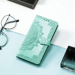 Lacné Kryty | Peňaženkové puzdro Embossing Pattern Mandala Flower zelené – Nokia G22 | Lacné Kryty