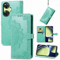 Lacné Kryty | Peňaženkové puzdro Embossing Pattern Mandala Flower zelené – OnePlus Nord CE 3 Lite 5G | Lacné Kryty