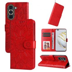 Lacné Kryty | Peňaženkové puzdro Embossing Pattern Slnečnica červené – Huawei Nova 10 | Lacné Kryty