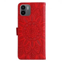 Lacné Kryty | Peňaženkové puzdro Embossing Pattern Slnečnica červené – Xiaomi Redmi A1 / A2 | Lacné Kryty