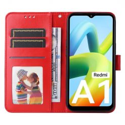 Lacné Kryty | Peňaženkové puzdro Embossing Pattern Slnečnica červené – Xiaomi Redmi A1 / A2 | Lacné Kryty