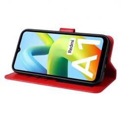 Lacné Kryty | Peňaženkové puzdro Embossing Pattern Slnečnica červené – Xiaomi Redmi A1 / A2 | Lacné Kryty