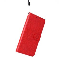 Lacné Kryty | Peňaženkové puzdro Embossing Pattern Slnečnica červené – Xiaomi Redmi A1 / A2 | Lacné Kryty