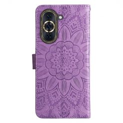 Lacné Kryty | Peňaženkové puzdro Embossing Pattern Slnečnica fialové – Huawei Nova 10 | Lacné Kryty