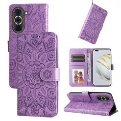 Lacné Kryty | Peňaženkové puzdro Embossing Pattern Slnečnica fialové – Huawei Nova 10 | Lacné Kryty
