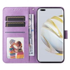 Lacné Kryty | Peňaženkové puzdro Embossing Pattern Slnečnica fialové – Huawei Nova 10 | Lacné Kryty