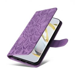Lacné Kryty | Peňaženkové puzdro Embossing Pattern Slnečnica fialové – Huawei Nova 10 | Lacné Kryty