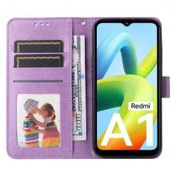 Peňaženkové puzdro Embossing Pattern Slnečnica fialové – Xiaomi Redmi A1 / A2 | Lacné Kryty Lacné Kryty | Peňaženkové puzdro Embossing Pattern Slnečnica fialové – Xiaomi Redmi A1 / A2 | Lacné Kryty
