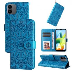 Peňaženkové puzdro Embossing Pattern Slnečnica modré – Xiaomi Redmi A1 / A2 | Lacné Kryty Lacné Kryty | Peňaženkové puzdro Embossing Pattern Slnečnica modré – Xiaomi Redmi A1 / A2 | Lacné Kryty